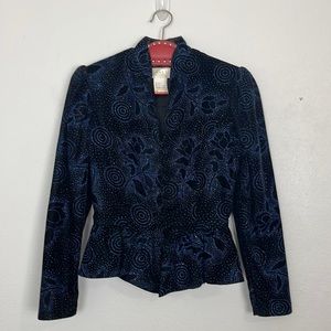 Vintage Gunne Sax Jessica McClintock Floral Shimmer Bedazzled Velvet Jacket 7